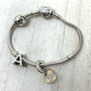 PANDORA 3 charm sterling silver bracelet